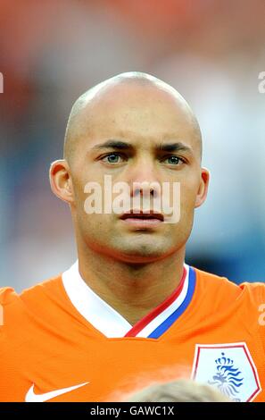 Fußball - UEFA-Europameisterschaft 2008 - Gruppe C - Holland / Rumänien - Stade de Suisse. Demy De Zeeuw, Holland Stockfoto