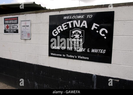 Scottish Soccer - Gretna Football Club - Raydale Park. Raydale Park, Heimstadion des Gretna Football Club Stockfoto