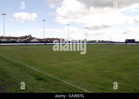 Scottish Soccer - Gretna Football Club - Raydale Park. Raydale Park, Heimstadion des Gretna Football Club Stockfoto