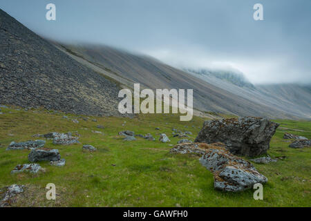 Sommernacht am Stokknes Landzunge, Island. Stockfoto