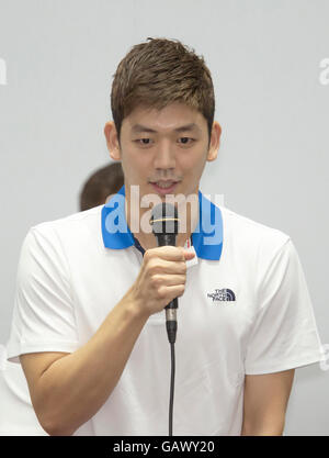 Lee Yong-Dae, 5. Juli 2016: südkoreanische Badmintonspielerin Lee Yong-Dae besucht die Pre Rio Olympics Medientag im National Training Center in Seoul, Südkorea. Lee ist einer der Südkoreas besten Aussichten für eine Goldmedaille bei den Rio Sommer Olympischen Spielen 2016 in Rio De Janeiro, Brasilien von 5-21. August stattfinden. © Lee Jae-Won/AFLO/Alamy Live-Nachrichten Stockfoto