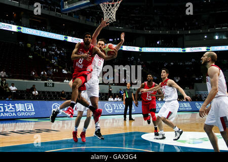 Philippinen. 5. Juli 2016. Türkei und Kanada trafen sich auf dem Hartplatz der Mall von Asien Arena in Pasay City zum Olympischen Qualifikationsturnier FIBA. Kanada gewann mit 77 Punkten gegenüber der Türkei 69. © J Gerard Seguia/ZUMA Draht/Alamy Live-Nachrichten Stockfoto