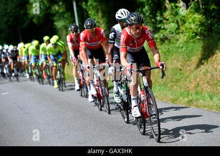 Limoges, Frankreich. 5. Juli 2016. Tour de France Etappe 4 von Saumur nach Limoges. BAK Lars Ytting (DEN) Fahrer von LOTTO SOUDAL in Phase 4 der 2016 Tour de France ein 237 km langen Etappe zwischen Saumur und Limoges, am 5. Juli 2016 in Limoges, Frankreich Credit: Action Plus Sport/Alamy Live News Stockfoto