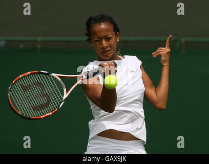 Die britische Anne Keothavong während der Wimbledon Championships 2008 im All England Tennis Club in Wimbledon. Stockfoto