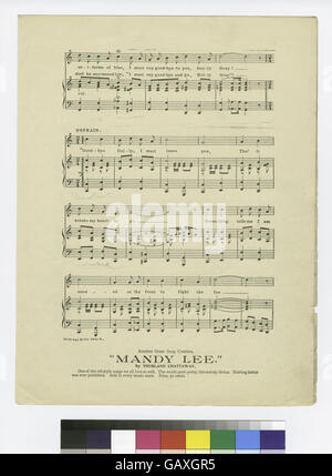 Dieses Notenbuch für den Song „Good-bye Dolly Gray“ enthält eine beliebte Melodie aus den 1900er Jahren, die ein nostalgisches Abschiedsthema widerspiegelt. Das Cover ist mit einer Vintage-Illustration versehen, die den sentimentalen Text des Songs ergänzt. Stockfoto