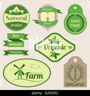 Bio-Labels und Elemente Stock Vektor