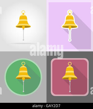 Schiff Glocke flache Symbole Abbildung auf Hintergrund isoliert Stockfoto