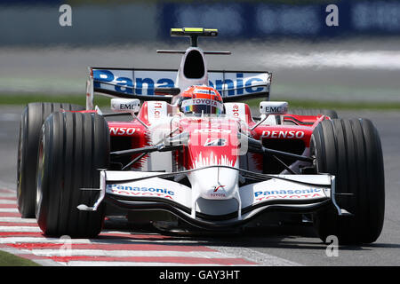 Timo Glock von Toyota während des Qualifyings für den Grand Prix in Magny-Cours, Nevers, Frankreich. Stockfoto