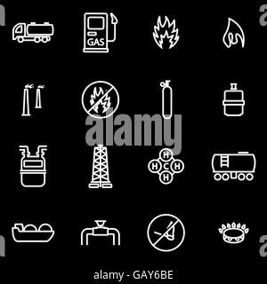 Vektor-Linie-Erdgas-Icon-set Stock Vektor