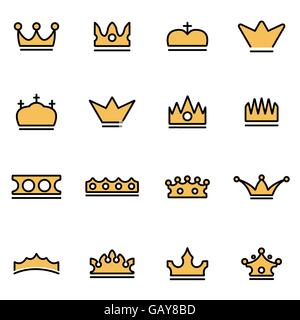 Trendige flache Linie Icon Pack für Designer und Entwickler. Vektor-Linie-Krone-Icon-set Stock Vektor