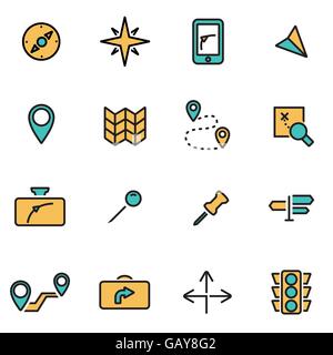 Trendige flache Linie Icon Pack für Designer und Entwickler. Vektor-Linie-Navigation-Icon-set Stock Vektor