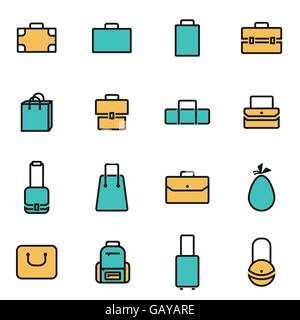 Trendige flache Linie Icon Pack für Designer und Entwickler. Vektor-Linie-Tasche-Icon-set Stock Vektor