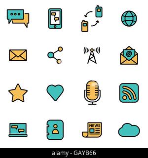 Trendige flache Linie Icon Pack für Designer und Entwickler. Vektor-Line-Kommunikation-Icon-set Stock Vektor