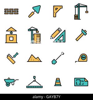 Trendige flache Linie Icon Pack für Designer und Entwickler. Vektor-Linie-Bau-Icon-set Stock Vektor