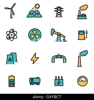 Trendige flache Linie Icon Pack für Designer und Entwickler. Vektor-Linie-Energetik-set Stock Vektor