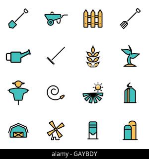 Trendige flache Linie Icon Pack für Designer und Entwickler. Vektorlinie Landwirtschaft Satz Stock Vektor
