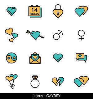Trendige flache Linie Icon Pack für Designer und Entwickler. Vektor-Linie-Liebe-set Stock Vektor