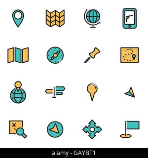 Trendige flache Linie Icon Pack für Designer und Entwickler. Vektor-Linie Karte set Stock Vektor