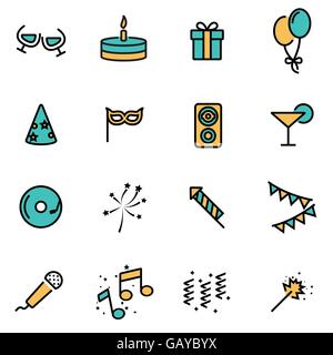 Trendige flache Linie Icon Pack für Designer und Entwickler. Vektor-Linie-Party-set Stock Vektor