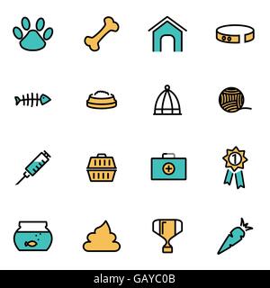 Trendige flache Linie Icon Pack für Designer und Entwickler. Vektor-Linie-Haustier-set Stock Vektor