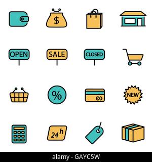 Trendige flache Linie Icon Pack für Designer und Entwickler. Vektor-Linie-Shop-set Stock Vektor