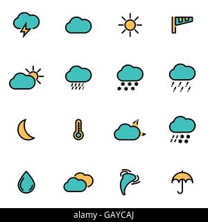 Trendige flache Linie Icon Pack für Designer und Entwickler. Vektor-Linie-Wetter-set Stock Vektor