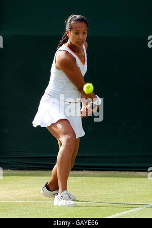 Tennis - Wimbledon Championships 2008 - Tag Sechs - The All England Club. Die britische Anne Keothavong in Aktion im Doppel der Ladie Stockfoto