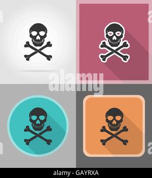 Piraten Totenkopf flache Symbole Vektor-Illustration auf Hintergrund isoliert Stock Vektor