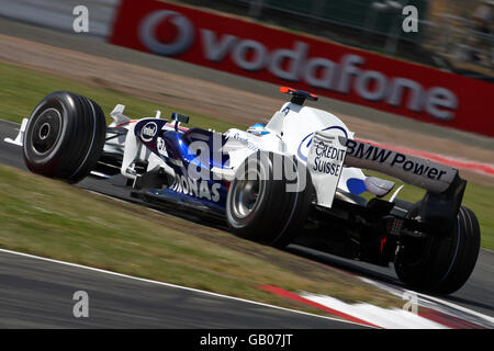 Formel-1-Autorennen - Großer Preis Von Großbritannien - Trainingstag - Silverstone. Nick Heidfeld von BMW sauber beim zweiten Training in Silverstone, Northamptonshire. Stockfoto