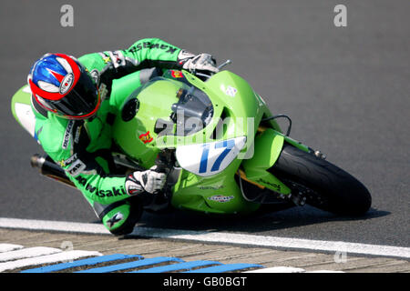 Motorradfahren - Supersport-Weltmeisterschaft - Silverstone. Pere Riba, Kawasaki R.T. KRT Stockfoto