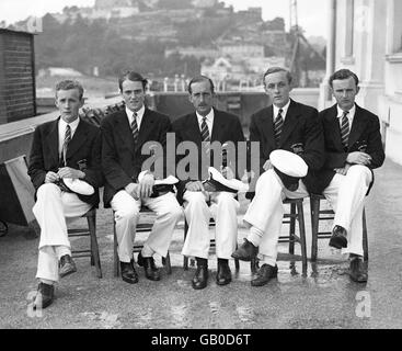 Olympische Spiele 1948 In London - Segeln - Torbay. Crewe-Mitglieder vertreten Großbritannien. Stockfoto