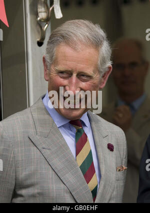 Prinz Charles Besuch der Bio-Garten Stockfoto