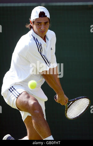 Tennis - Wimbledon 2003 - Herren 2. Runde - Sjeng Schalken V Nikolas Lapentti Stockfoto