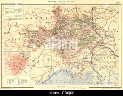 GARD: Département. Inset Stadt Karte Stadtplan von Nîmes, 1902 Stockfoto