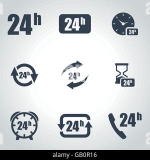 Vector schwarz 24 Stunden Symbolsatz Stock Vektor