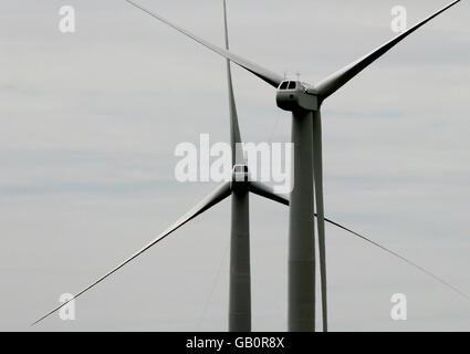 Eine allgemeine Ansicht des Windparks Little Cheyne Court, der derzeit auf Romney Marsh in Kent im Bau ist. Stockfoto