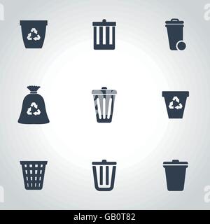 Vector black trash can icon set Stock Vektor