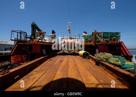 Deck ein Bacalhoeiro Schiff, eine Art von portugiesischen Fischerboot verwendet, um auf dem Nordatlantik Kabeljau Fisch fangen Stockfoto