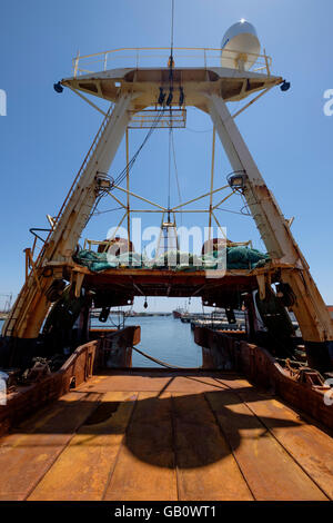 Deck ein Bacalhoeiro Schiff, eine Art von portugiesischen Fischerboot verwendet, um auf dem Nordatlantik Kabeljau Fisch fangen Stockfoto