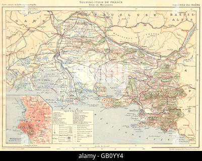 BOUCHES-DU-RHÔNE: Département. Inset Stadt Karte Stadtplan von Marseille, 1902 Stockfoto