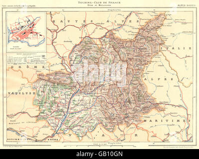 ALPES-DE-HAUTE-PROVENCE: Départements. Ausschnitt Stadtplan Stadt Karte von Digne 1902 Stockfoto