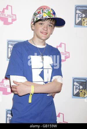 Der Gewinner des britischen Talents, George Sampson, war Backstage bei T4 on the Beach in Weston-Super-Mare. Stockfoto