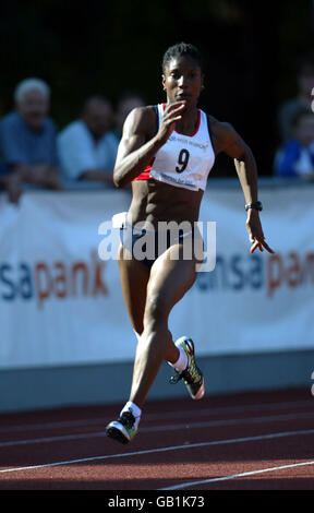 Leichtathletik - Europacup Kombinierte Veranstaltungen - Erste Liga. Denise Lewis wird Fünfter im 200-m-Lauf Stockfoto