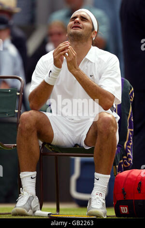 Herren Tennis - Wimbledon 2003 - Finale - Mark Philippoussis V Roger Federer Stockfoto