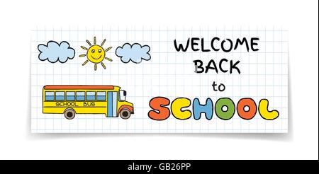 Zurück zu Schule Verkauf Banner Doodle Stock Vektor