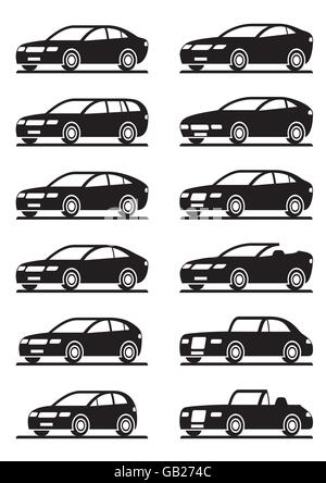 Verschiedene moderne Autos in Winkel - Vektor-illustration Stock Vektor