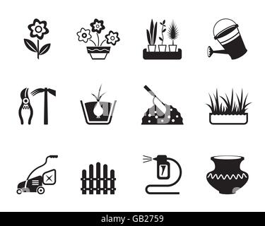 Blumen und Garten Icons Set - Vektor-illustration Stock Vektor