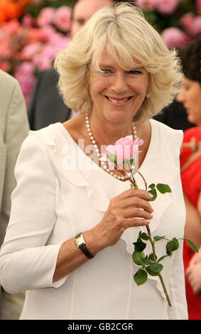 Die Herzogin von Cornwall, abgebildet während einer Tour durch die Sandringham Flower Show, Norfolk. Stockfoto