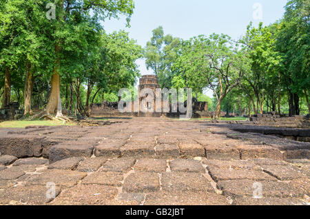 Prasat Mueang Sing Historical Park, Gebäude Überreste der alten Khmer-Stil Tempel Attraktion berühmten kulturellen in Sai Yok Di Stockfoto