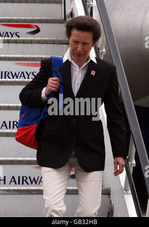 Olympische Spiele - Team GB Ankunft zu Hause - Flughafen Heathrow. Prinzessin Anne kommt am Flughafen Heathrow in London an. Stockfoto